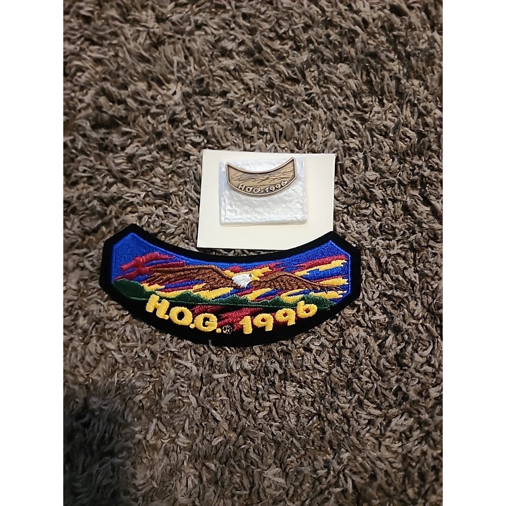 Vintage 1996 HOG Harley Davidson Owners Group Patch & Pin Badge